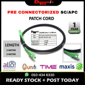 Pre Connectorized FTTH UG Drop Fiber Single Mode Indoor SC/APC – SC/APC PR201