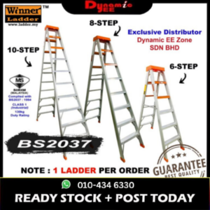 WINNER TM Spec LADDER QUALITY ALUMINIUM LADDER/ TANGGA ALUMINIUM (DOUBLE SIDED) LD101