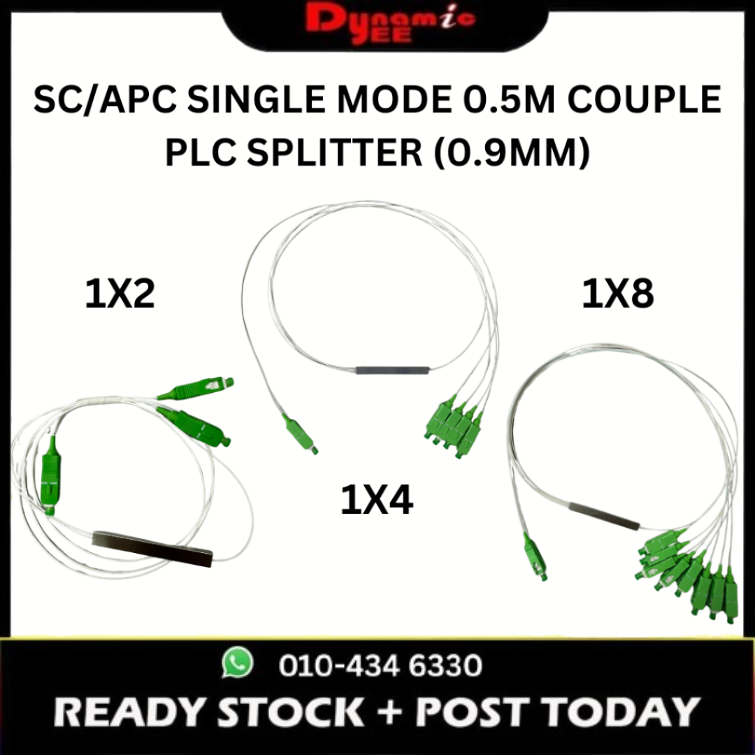 1X2 | 1X4 | 1X8 SC/APC SINGLE MODE 0.5M COUPLE PLC SPLITTER (0.9MM) PL401