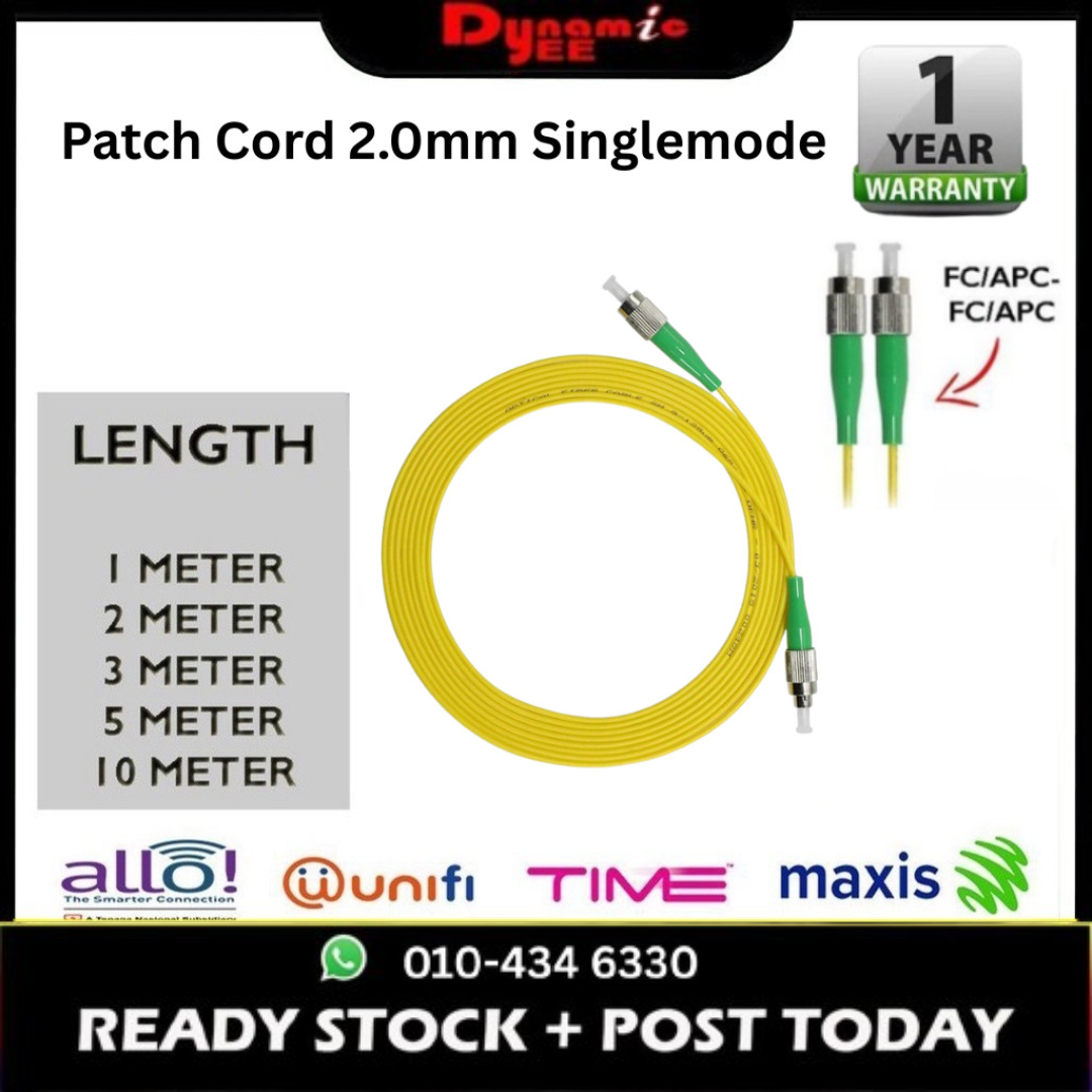 Patch Cord Single Mode FC/APC-FC/APC Simplex 2.0mm PC301