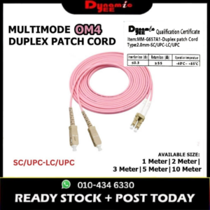 Patch Cord Multimode OM4 SC/UPC-LC/UPC Duplex 2.0mm PCM201