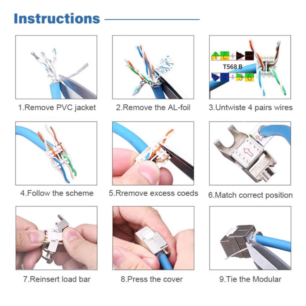 CAT6 SHIELDED TOOLLESS RJ45 KEYSTONE JACK MODULAR PLUGS NETWORK CONNECTOR RJ206 - Image 8