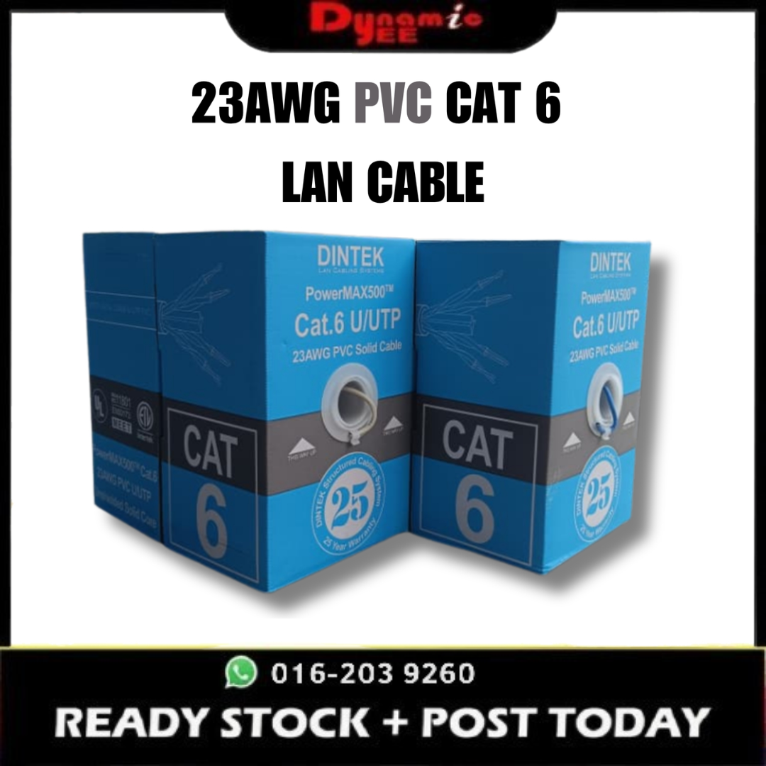 Dintek Cat.6 U/UTP Solid Cable 23AWG (Blue/Light Gray) -305M/Box