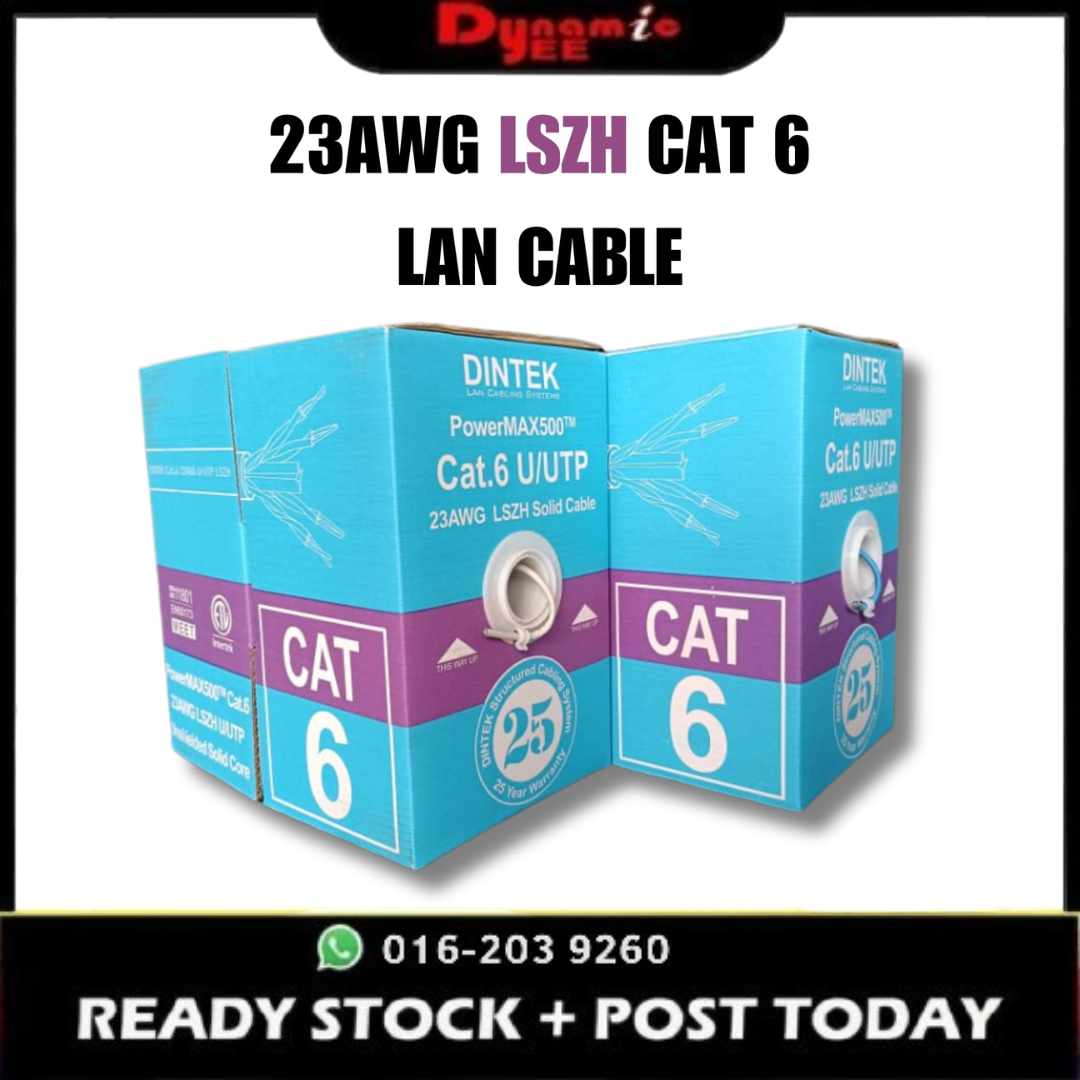 DINTEK LSZH Cat.6 U/UTP Solid Cable 23AWG (Blue/Light Gray) -305M/Box