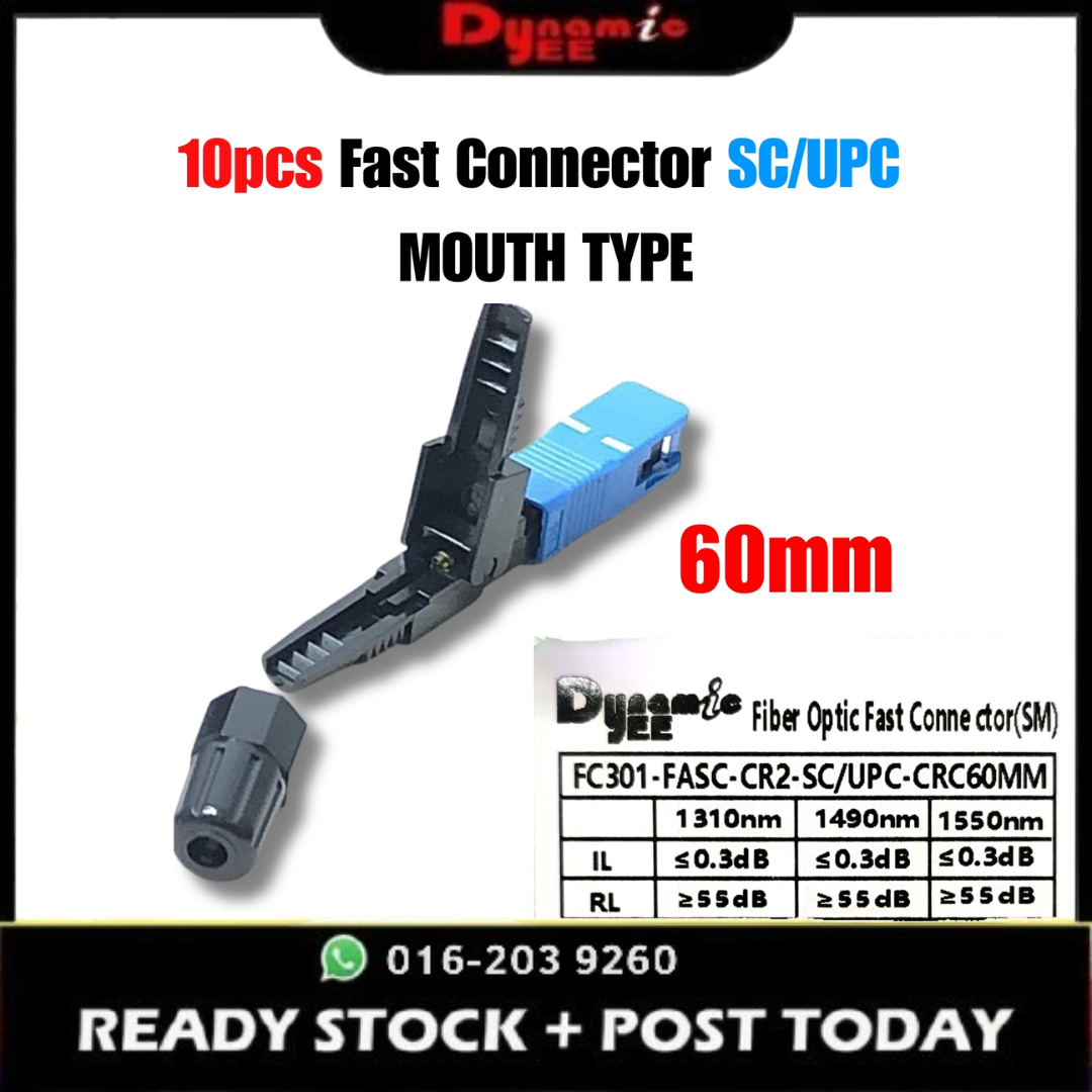 10PCS SC/UPC FTTH Fiber Optic Fast Connector FASC Single Mode Fast Connector FC301