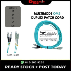 OM3 DUPLEX Multimode Fiber Patch Cord Cable FC/UPC-SC/UPC 2.0mm AQUA (1|2|3|5|10M) PCM101