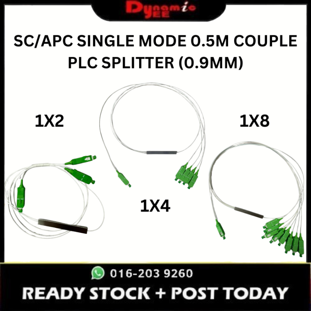 1X2 | 1X4 | 1X8 SC/APC SINGLE MODE 0.5M COUPLE PLC SPLITTER (0.9MM) PL401