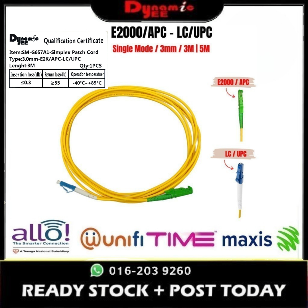 Patch Cord Single Mode E2K/APC - LC/UPC Simplex 3.0mm PC502