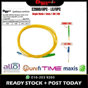 Patch Cord Single Mode E2K/APC - SC/UPC Simplex 3.0mm PC502