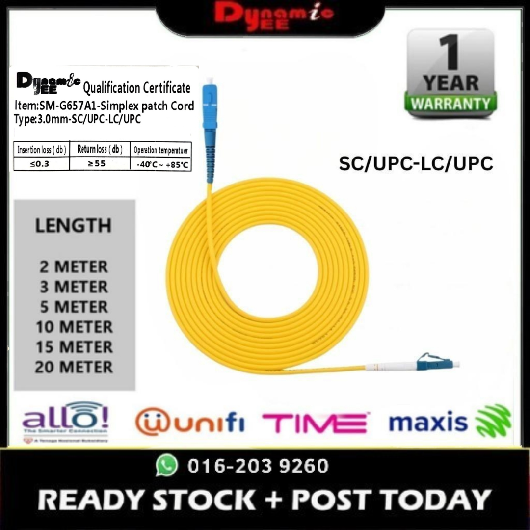 Patch Cord Single Mode SC/UPC-LC/UPC Simplex 3.0mm PC401