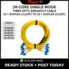 24-Core DUPLEX Single Mode LC/UPC to LC/UPC Fiber Optic Breakout Cable 20M 30M 50M 80M 100M BOC101