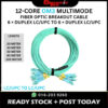 OM3 DUPLEX Multimode 12-Core LC/UPC to LC/UPC Fiber Optic Breakout Cable 20M 30M 50M 80M 100M BOC401