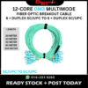 OM3 DUPLEX Multimode 12-Core SC/UPC to SC/UPC Fiber Optic Breakout Cable 20M 30M 50M 80M 100M BOC401