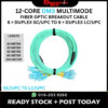 OM3 DUPLEX Multimode 12-Core SC/UPC to LC/UPC Fiber Optic Breakout Cable 20M 30M 50M 80M 100M BOC401