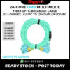 OM3 DUPLEX Multimode 24-Core LC/UPC to LC/UPC Fiber Optic Breakout Cable 20M 30M 50M 80M 100M BOC301