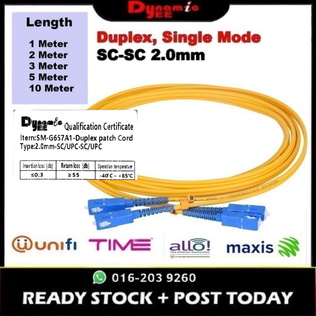 Patch Cord Single Mode SC/UPC - SC/UPC Duplex 2.0mm PC002