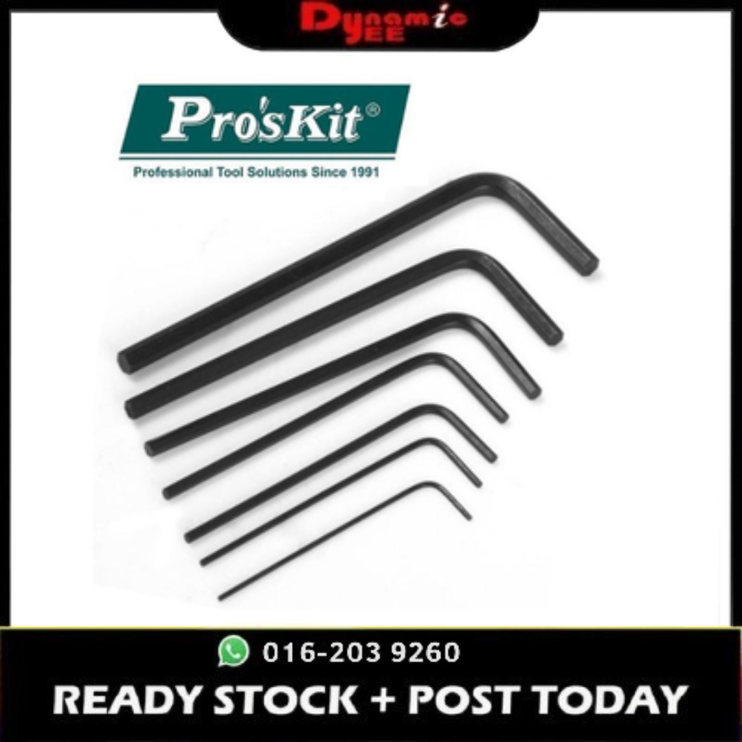 PRO'SKIT Miniature L Shaped Hex Key Set (0.7,0.9,1.3,1.5,2,2,5,3mm) 8PK-022