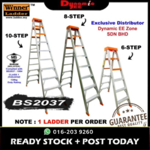 WINNER TM Spec LADDER QUALITY ALUMINIUM LADDER/ TANGGA ALUMINIUM (DOUBLE SIDED) LD101