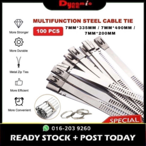 100Pcs Stainless Steel Cable Tie 7mm Ladder Type Strong Metal Cable Binding Ladder Cable Tie TM Spec TC101