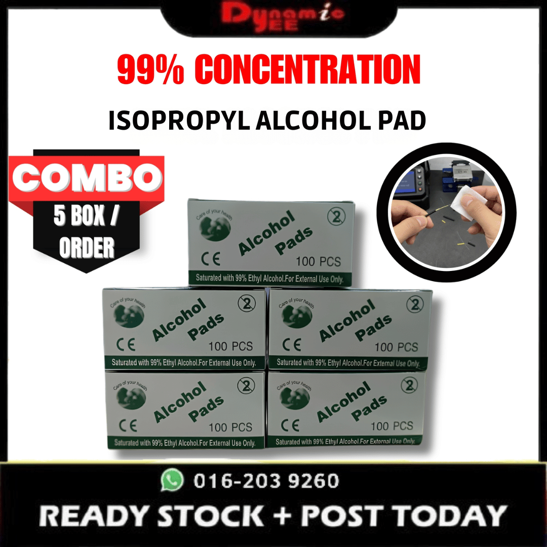 Fiber Optic Dedicated 5 BOX Bundle 99% Isopropyl Alcohol Pad Disposable 3x6cm Cotton Sheets (100pcs/Box) AP101