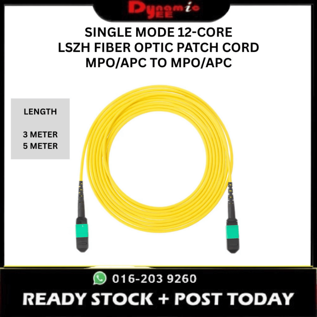 Single Mode 12-Core MPO/APC to MPO/APC LSZH Fiber Optic Patch Cord 3M 5M MPO101